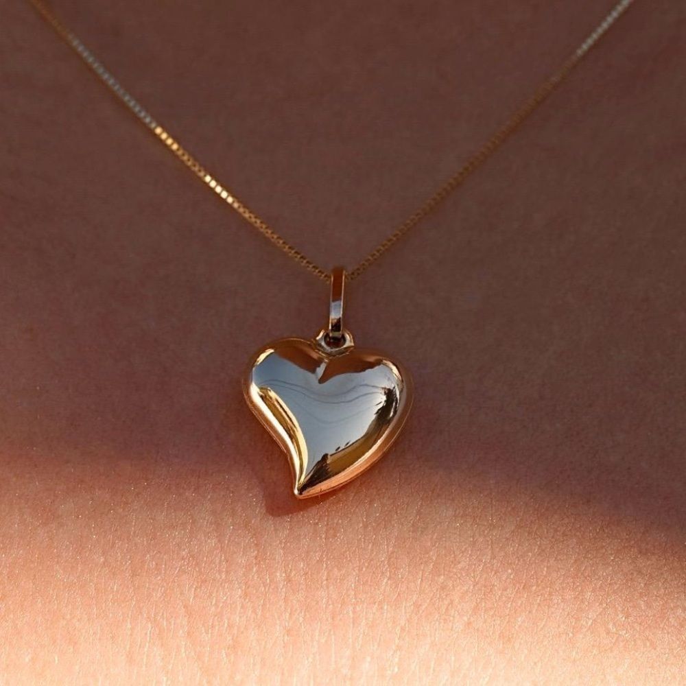 Bold Heart pendant 14k Solid Gold Pendant perfect gift Charm gold heart necklace